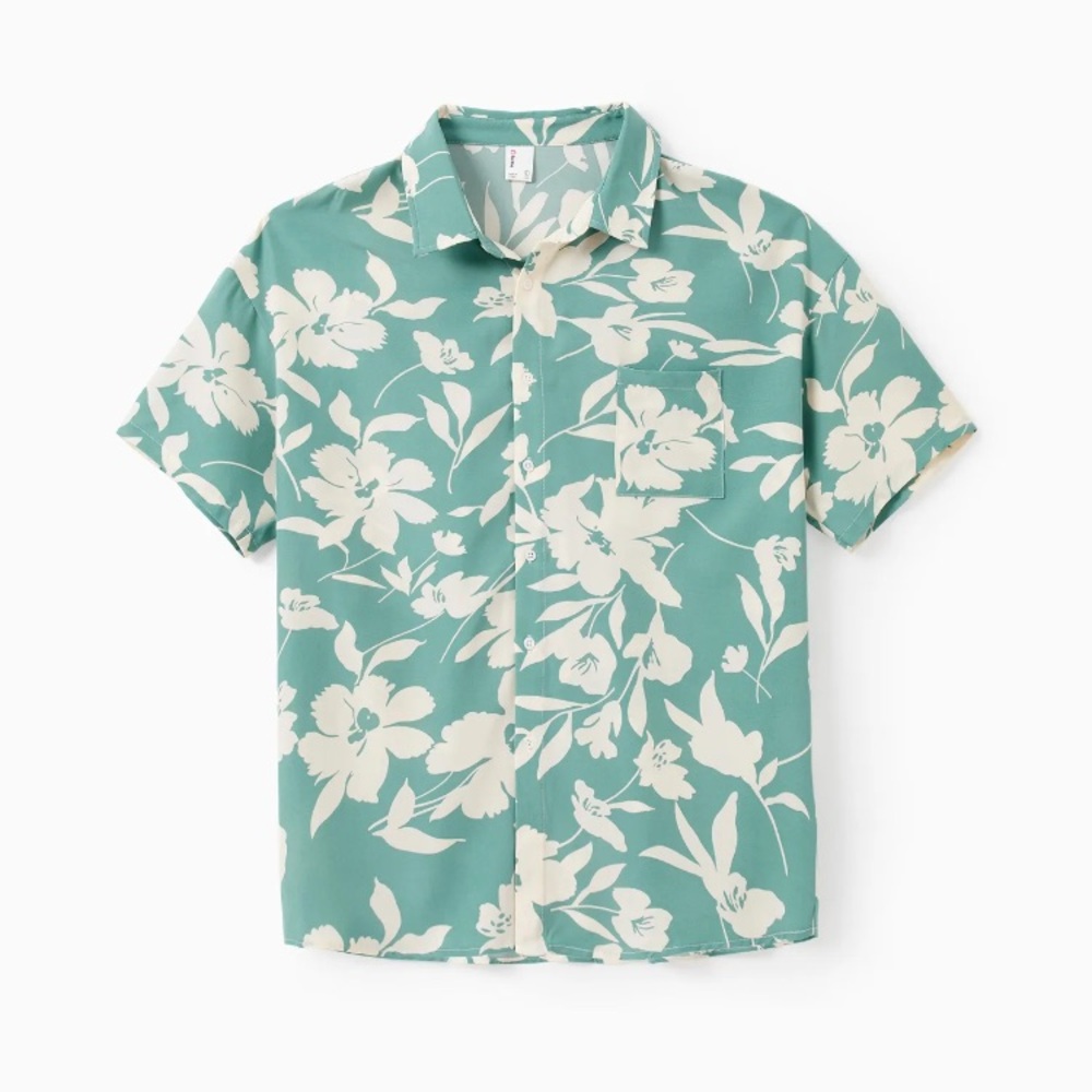 Patpat Leaf Print Green Short-sleeve Shirt